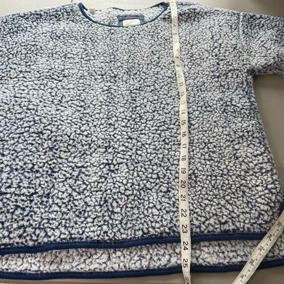 Jachs Girlfriend Faux Fur Sherpa Fleece Long Sleeve Top Crew Neck Blue White L - Picture 12 of 13
